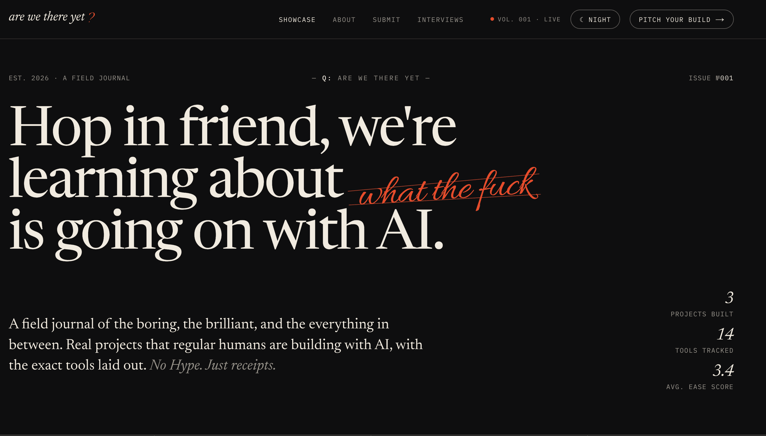 are we there yet? homepage hero screenshot
