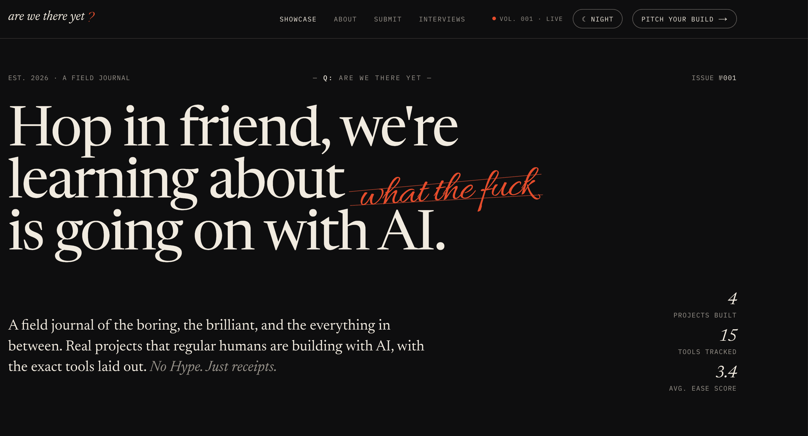 are we there yet? homepage hero screenshot